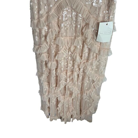 Mac Duggal WMNS 12 Blush Sequined Scallop Ruffle Tiered V Neck Gown Flirty Fun - Picture 3 of 12